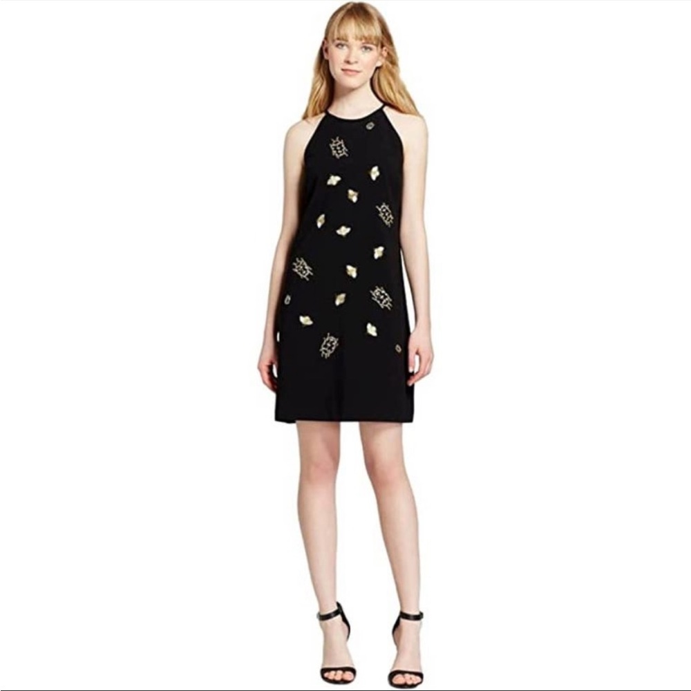 NWT VICTORIA BECKHAM X TARGET Embellished Jeweled Bug Halter Dress Black